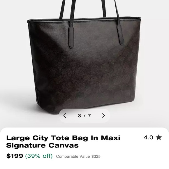 Coach Signature Reversible Canvas Tote in Signature Dark Brown/Black - Picture 2 of 15